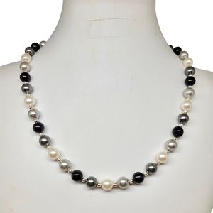 Simple Swarovski Pearl Necklace in Mystic Black, Light Grey, White and Dark Grey